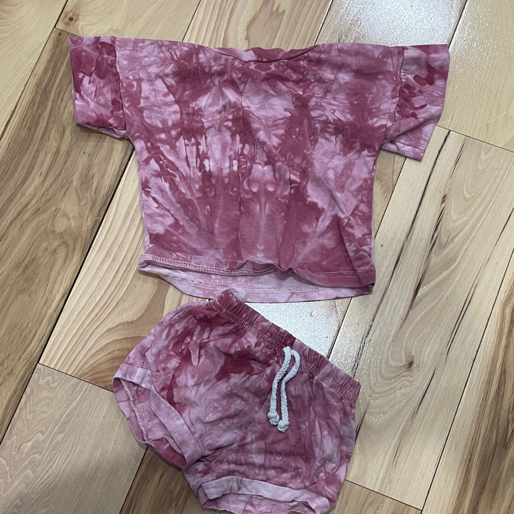 Pink Tie-Dye T-Shirt and Shorts Set